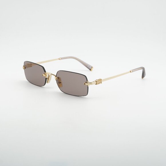 Miu Miu MUB50S 5AK20I Sunglasses Gold Rectangle Frame, Light Brown Lenses main image 6